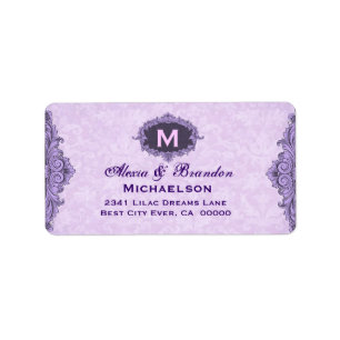 Purple Vintage Monogram Curlicue Ver 2 G201 Label