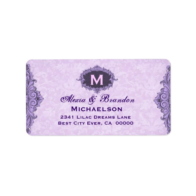 Purple Vintage Monogram Curlicue Ver 2 G201 Label (Front)