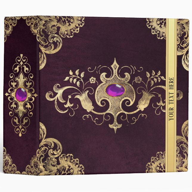 Purple Vintage Ornate Gold Binder (Front/Spine)