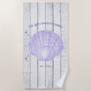 Purple Vintage Scallop Shell Beach Towel