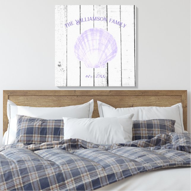 Purple Vintage Scallop Shell Canvas Print (Insitu(Bedroom))