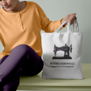 Purple Vintage Sewing Machine Seamstress Tote Bag