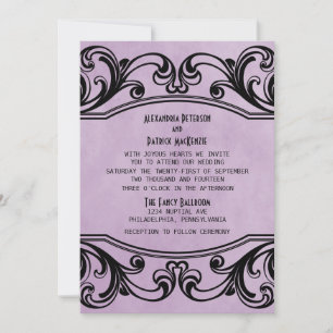 Purple Vintage Swirls Wedding Invite