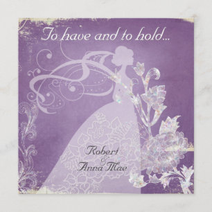 Purple Vintage To Have and Hold Wedding Invite