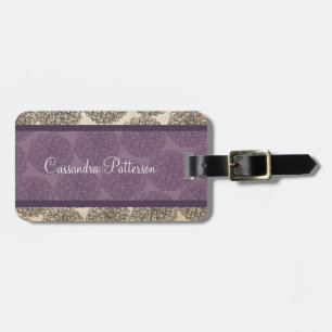 Purple Vintage Zinnia Luggage Tag