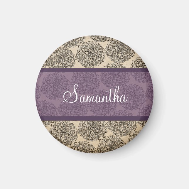 Purple Vintage Zinnia Magnet (Front)