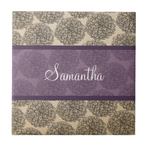 Purple Vintage Zinnia Tile