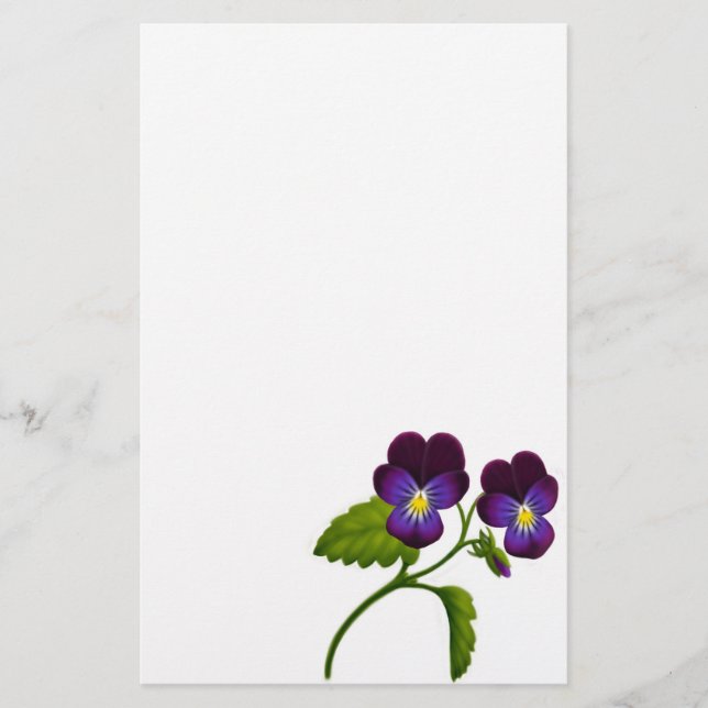 Purple Viola Pansy Stationery (Front)