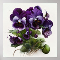 Purple Violas Flower Art Print Poster