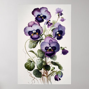 Purple Violas Flower Art Print Poster