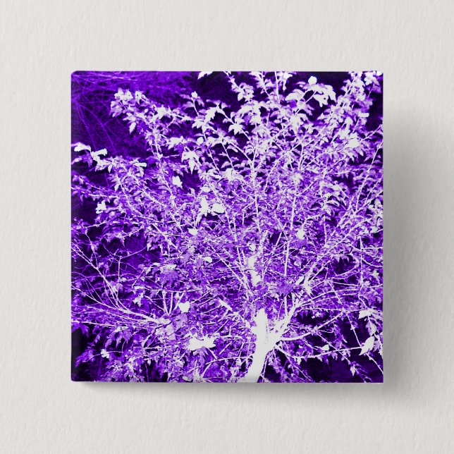 Purple Violet Abstract Tree Branches 2 Inch Square Button (Front)