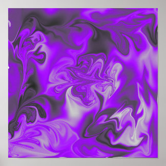 Purple, Violet, Black And White Liquid Art Poster