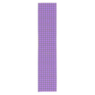 Purple Violet Black Plaid Check Table Runner