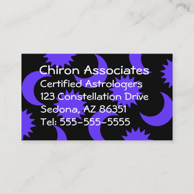 Purple Violet Black Sun Moon New Age Professions Business Card (Front)