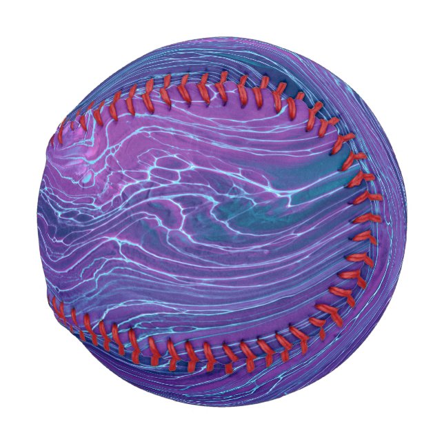 Purple Violet Blue Marbling Acrylic Abstraction Baseball (Front Right)