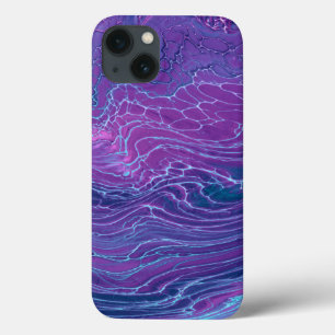 Purple Violet Blue Marbling Acrylic Abstraction iPhone 13 Case