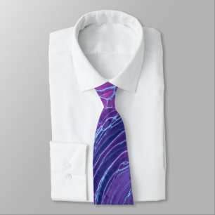 Purple Violet Blue Marbling Acrylic Abstraction Tie