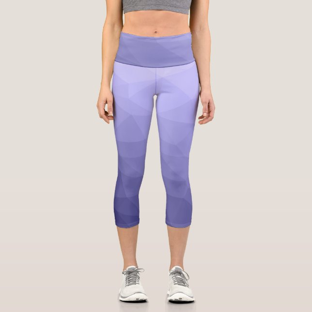 Purple violet  blue mesh ombre geometric pattern capri leggings (Front)