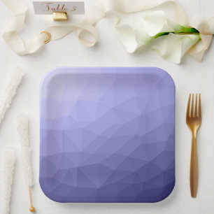 Purple violet  blue mesh ombre geometric pattern paper plate