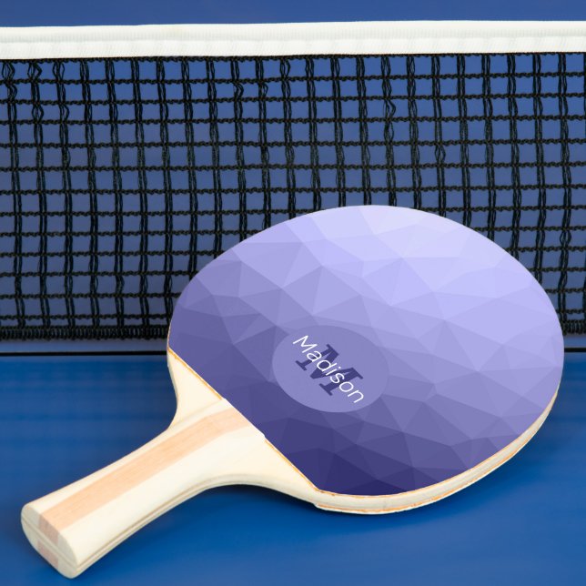 Purple violet  blue mesh ombre pattern Monogram Ping Pong Paddle (Insitu)