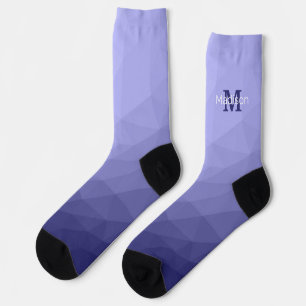 Purple violet  blue mesh ombre pattern Monogram Socks