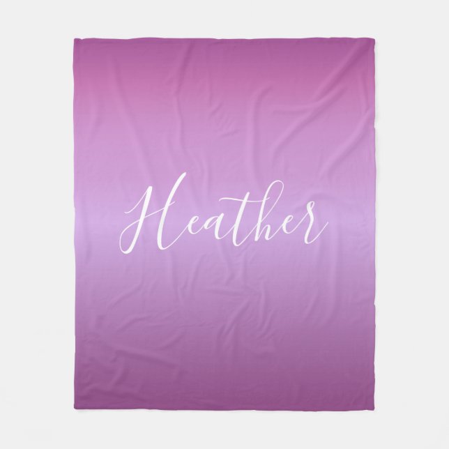 Purple Violet & Custom White Script Fleece Blanket (Front)