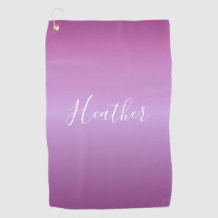Purple Violet & Custom White Script Golf Towel