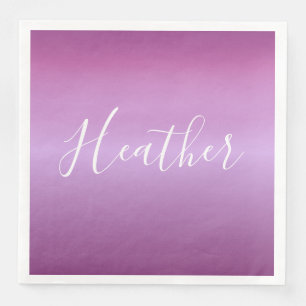 Purple Violet & Custom White Script Napkin