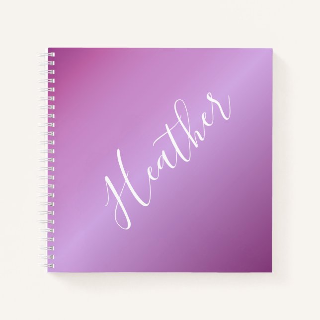 Purple Violet & Custom White Script Notebook (Front)