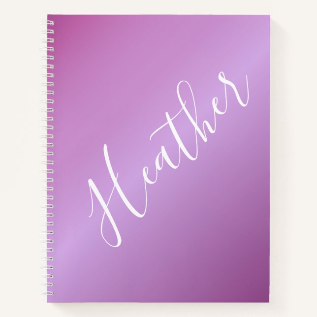 Purple Violet & Custom White Script Notebook (Front)