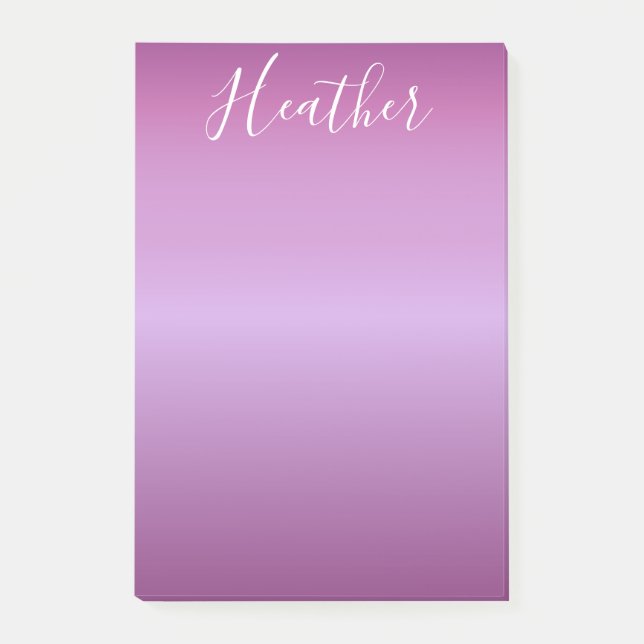 Purple Violet & Custom White Script Post-it Notes (Front)