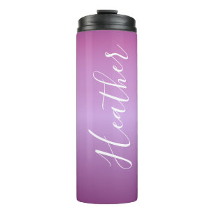 Purple Violet & Custom White Script Thermal Tumbler