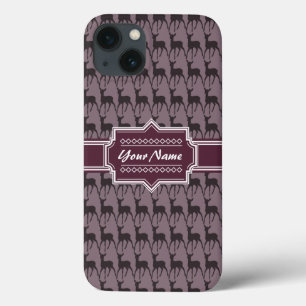 Purple Violet Deer Personalized Name iPhone 13 Case