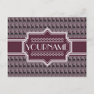 Purple Violet Deer Personalized Name N1 Postcard