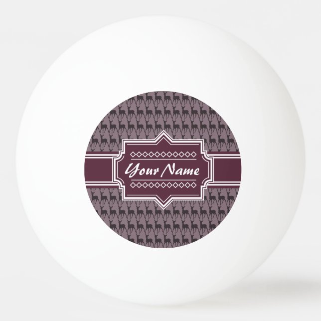Purple Violet Deer Personalized Name | #V1 Ping Pong Ball (Front)