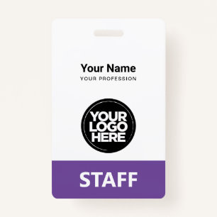 Purple Violet Employee Name Business Logo Qr Code Badge