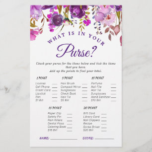 Purple Violet Floral Bridal Shower Game