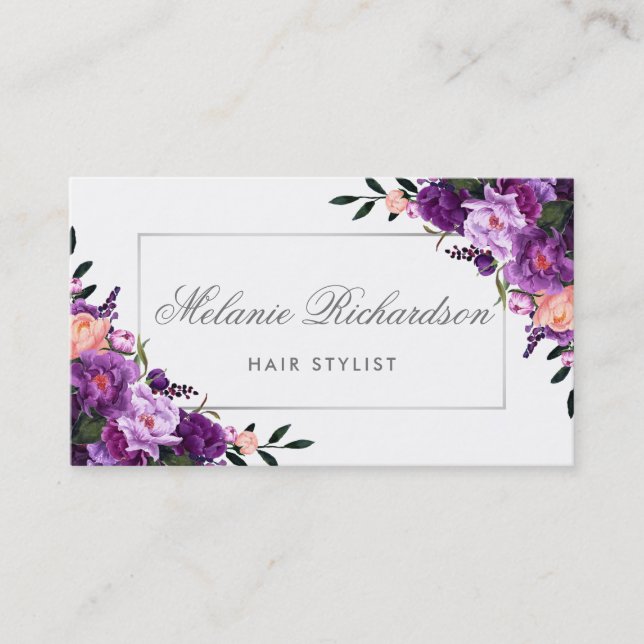 Purple Violet Floral Hair Stylist Appointment S (Front)