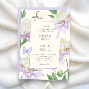 Purple violet Flower garden wedding Invitation
