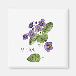 Purple violet flower watercolor Magnet