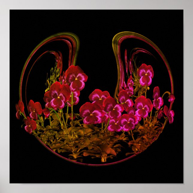 Purple Violet Flowers Abstract Poster (Front)