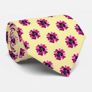 Purple Violet Flowers Fashion Butter Yellow Trendy Tie