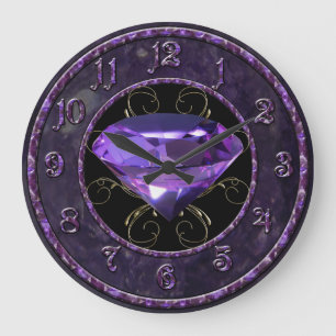 Purple, Violet Gem Large Clock