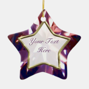 Purple, Violet Gem Star Ceramic Ornament