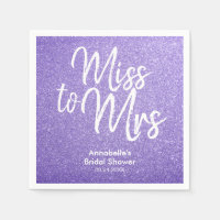 Purple Violet Glitter Miss to Mrs Bridal Shower