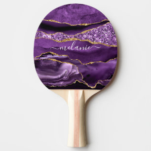 Purple Violet Gold Custom Name Ping Pong Paddle