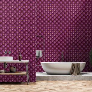 Purple Violet Gold Diamond Tufted Wallpaper