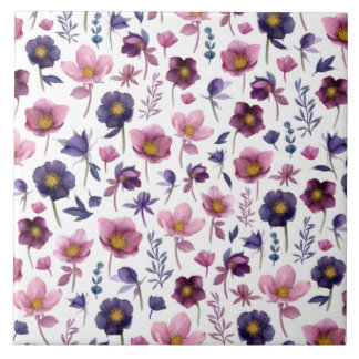 Purple Violet Hellebore Plants and Flowers Tile