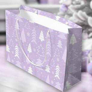 Purple Violet Modern Trees Winter Christmas Large Gift Bag