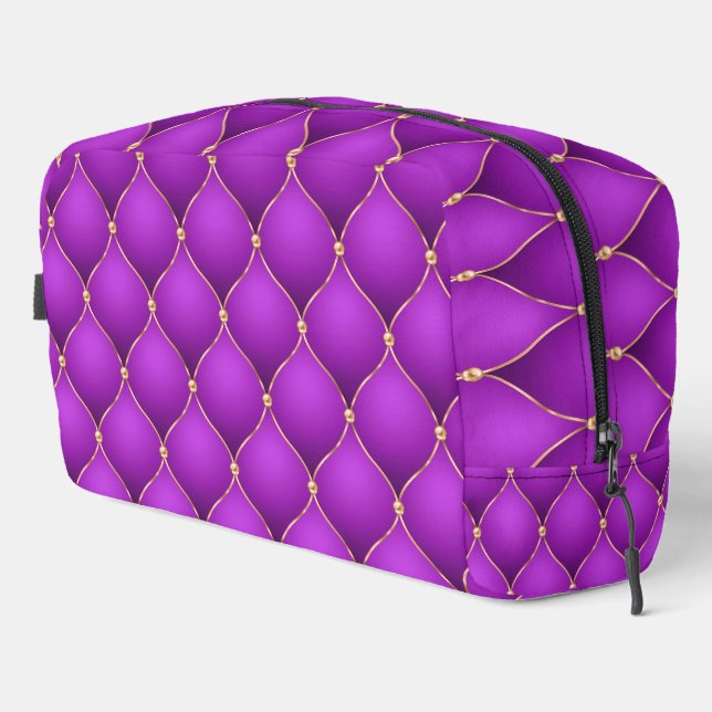 Purple Violet Ogee Gold Diamonds Dopp Kit (Right Corner)